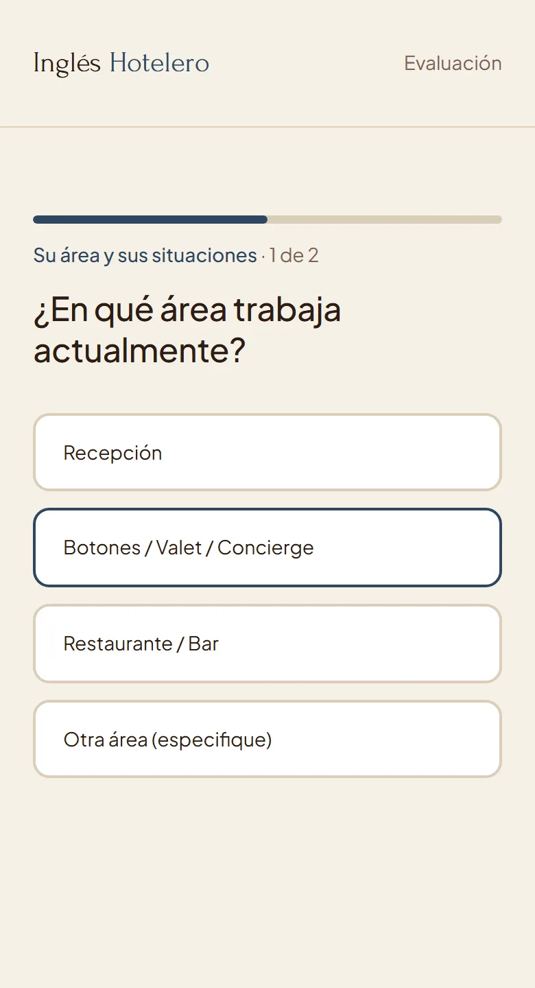 Pregunta de la evaluación sobre una situación del turno